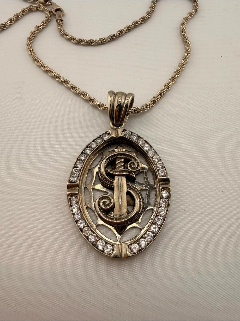 Sterling Silver 925 Monogram 'S’ or ‘$’ Pendant Necklace